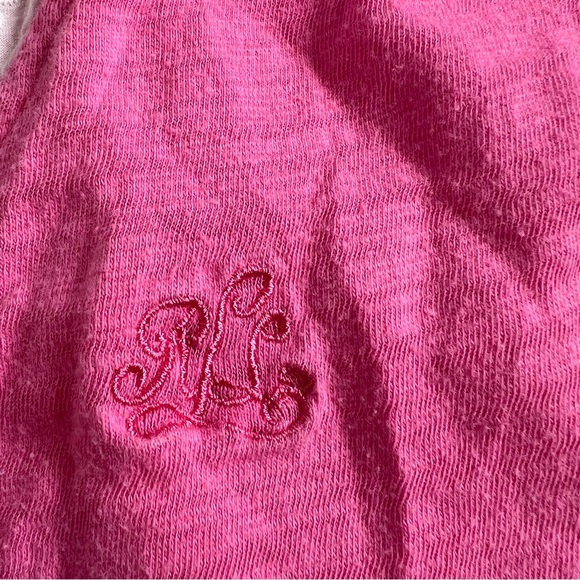 Lauren Ralph Lauren Pink Jersey Pajama Set - Lace Trim LRL Monogram Size - Picture 3 of 12